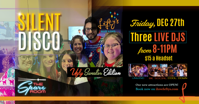 Silent Disco Ugly Christmas Sweater Dance Party Live Entertainment Lefty’s Lewes Delaware Rehoboth Beach Things to Do December 